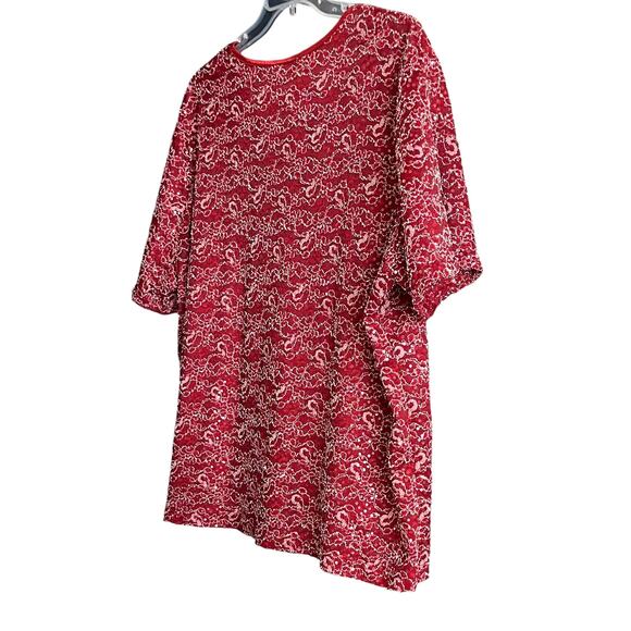 KATHIE LEE SHORT SLEEVE RND NECK PULL-OVER DRESSY BLOUSE, WOMENS, 3X, RED SILVER - Picture 5 of 10